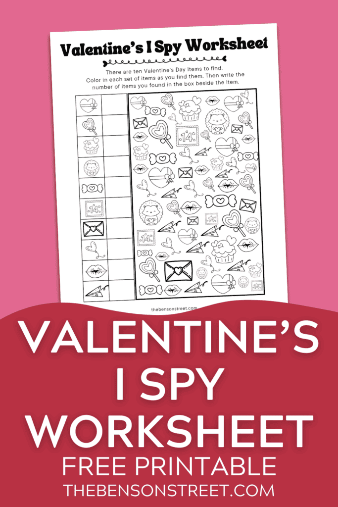 Quick and fun Valentine's Day I Spy Worksheet for February 14th
