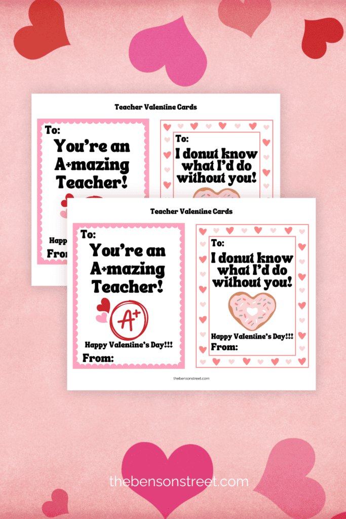 Quick and simple to print valentines for teachers