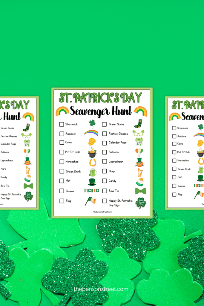 Quick easy printable St. Patrick's Day Kids Scavenger Hunt