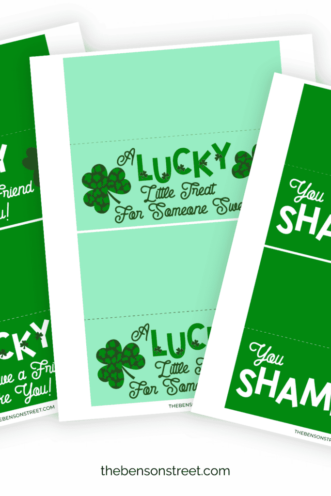 Set of four different St. Patrick's Day Treat Bag toppers free printables