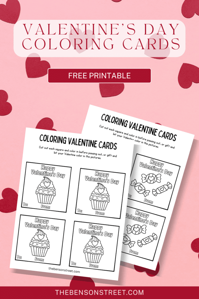 Simple Valentine's Day Coloring Cards for Kids Free Printable