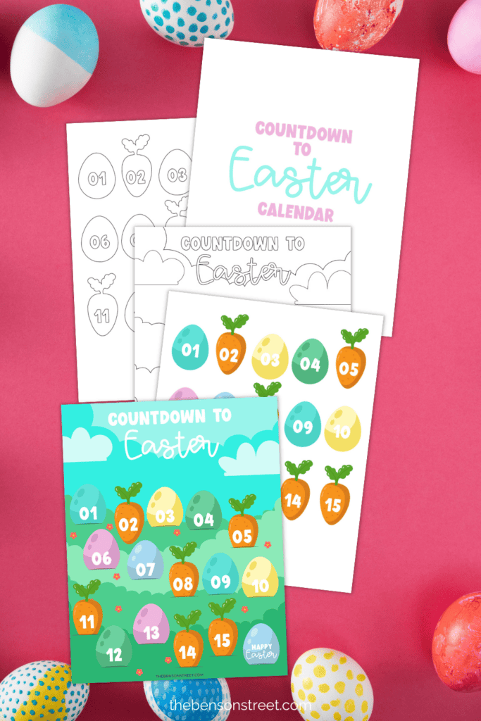 Simple printable countdown to Easter calendar printable pages