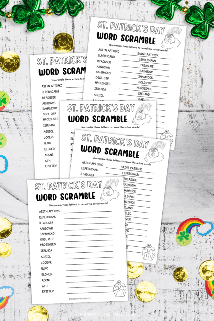 St. Patrick's Day Themed word game free printable