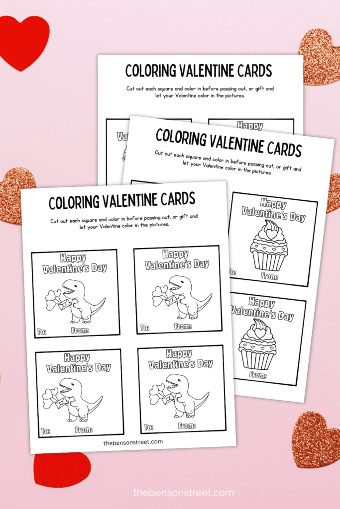 Sweet little Coloring Valentines Cards to color for kids for Valentine's Day