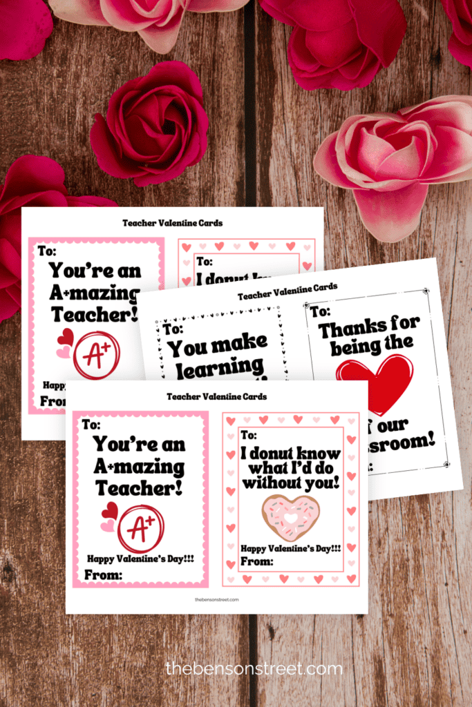 Valentine Cards to gift to your teacher free printable