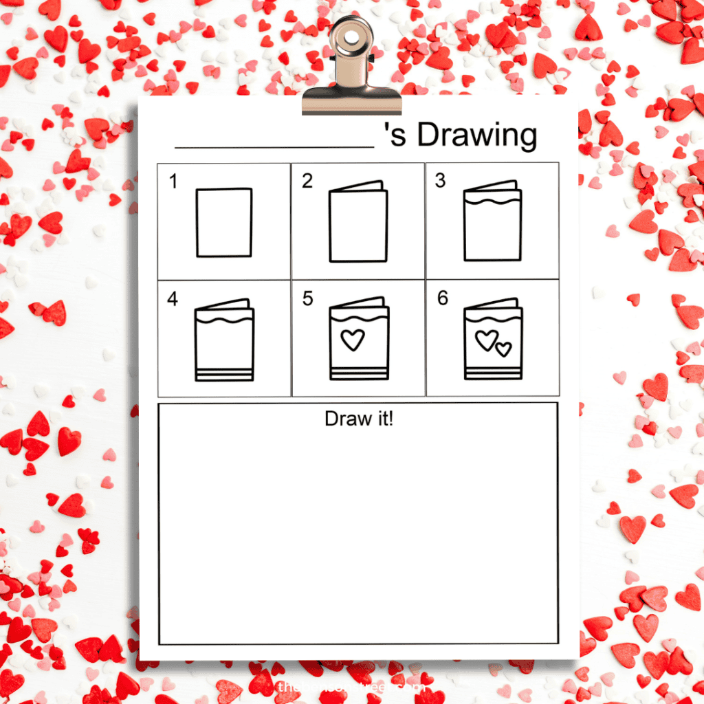 Valentine's Day Valentine Card Printable Directed Drawing