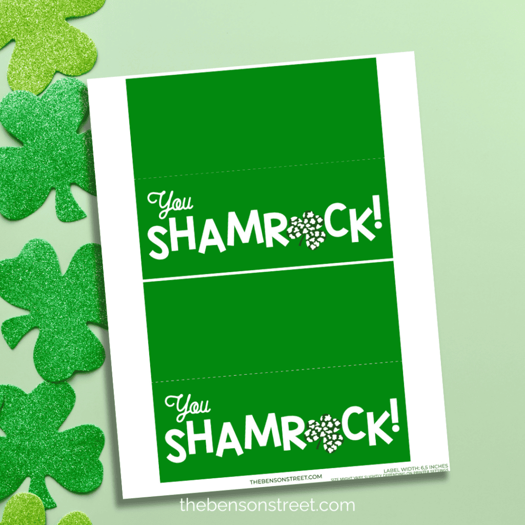 You Shamrock Treat Bag Topper for St. Patrick's Day