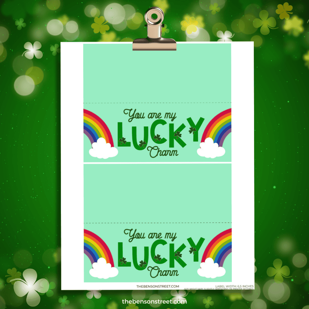 You are My Lucky Charm Treat Bag Topper