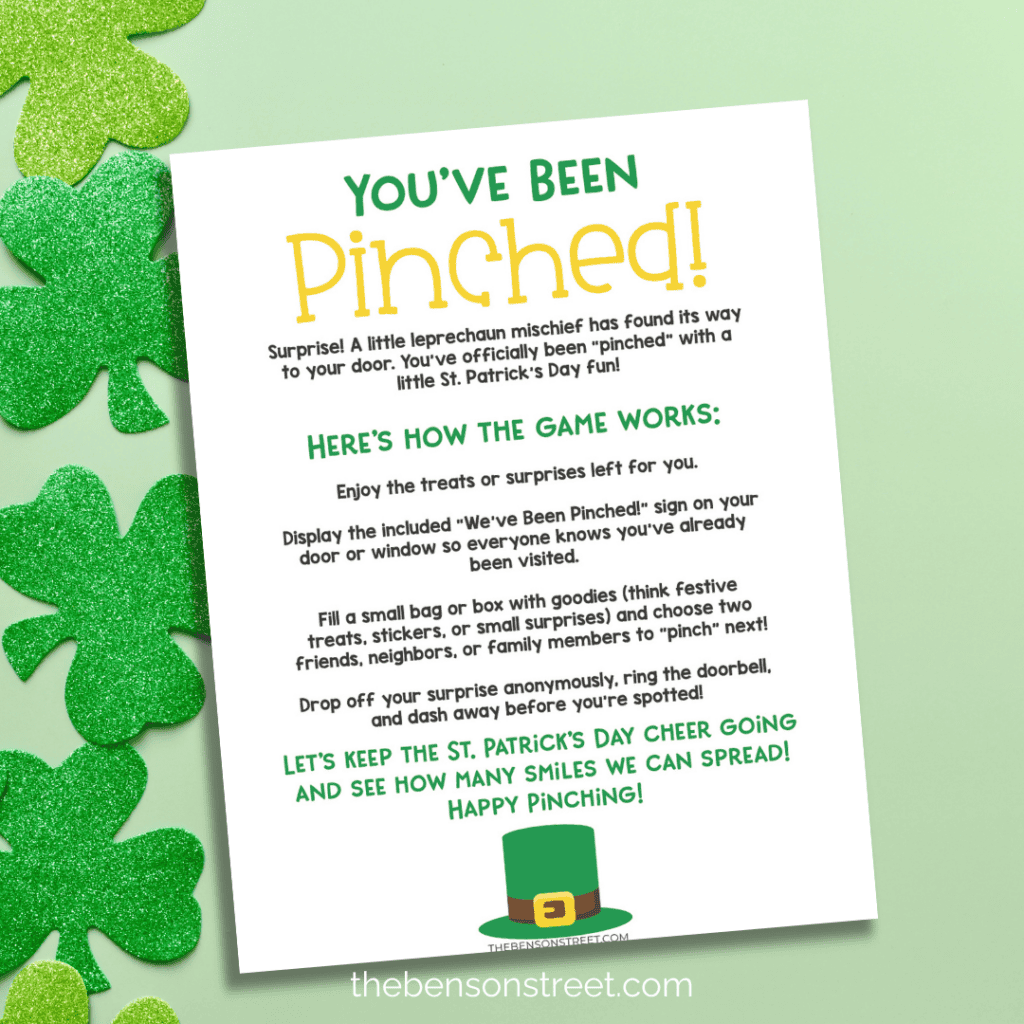 You've Been Pinched Printable Instructions for sharing with friends