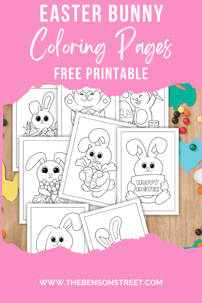 8 Different Easter Bunny Coloring Pages Free Printable set to download