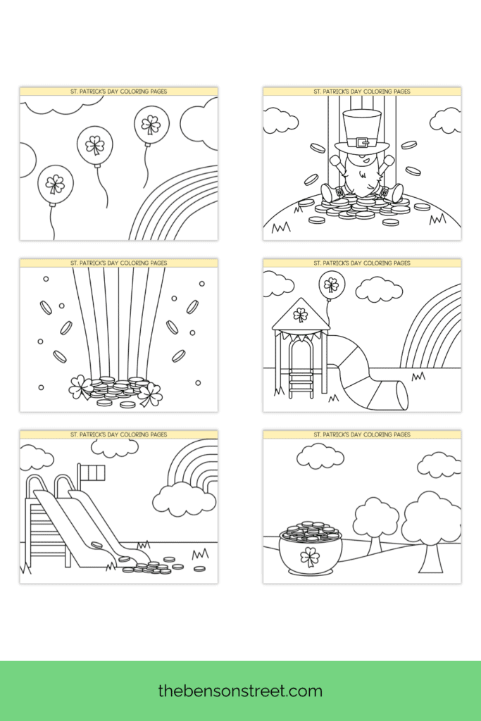 All sorts of rainbow, pots of gold and shamrocks for St. Patrick's Day Coloring Pages