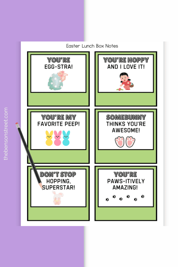 Awesome Egg and Bunny Themed Easter Lunch Box Notes Free Printable