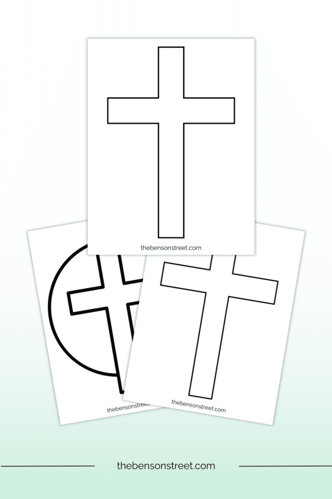 Black and White Simple Cross Templates for Easter crafts and coloring