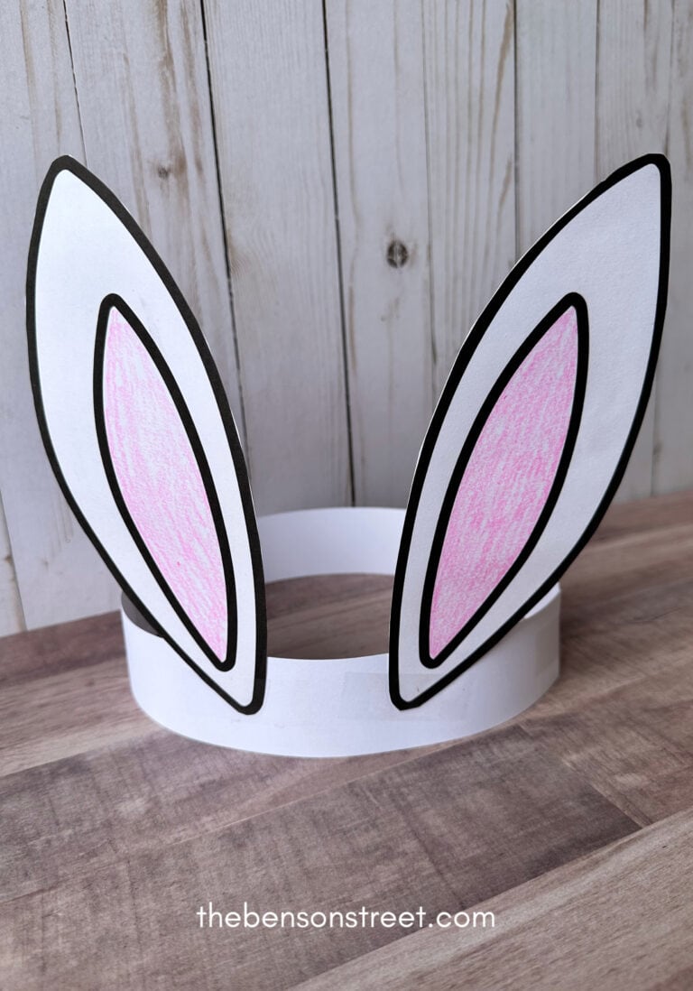 Completed bunny ears headband colored and put together