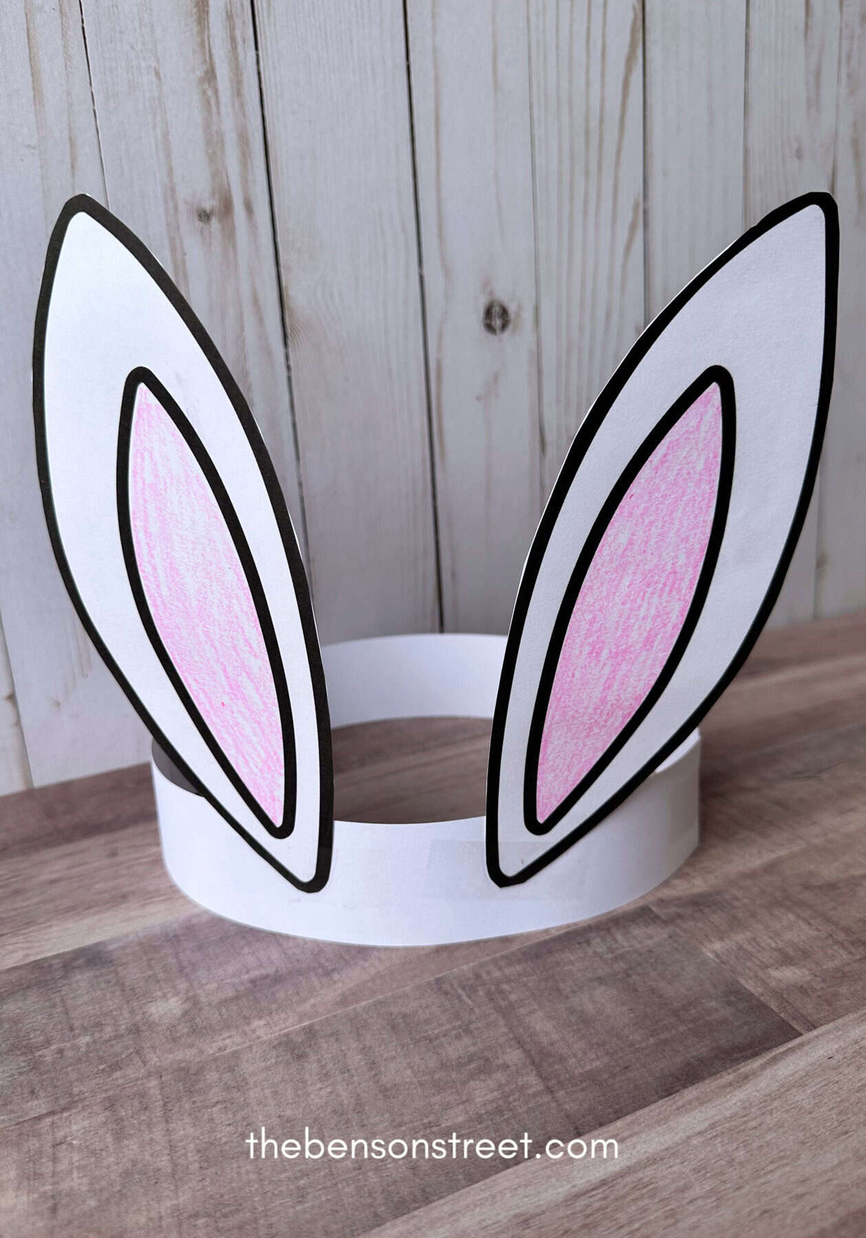 Completed bunny ears headband colored and put together