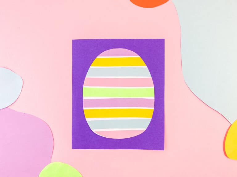 Cute and easy cutting craft for Easter with a pastel striped Easter egg