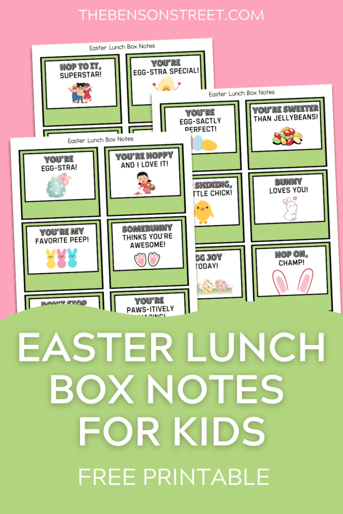 Easter Lunch Box Notes for Kids Free Printable with 18 cards