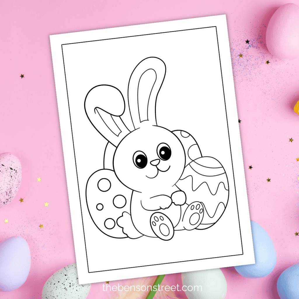 Easter bunny with Easter Eggs Coloring Sheet plus more