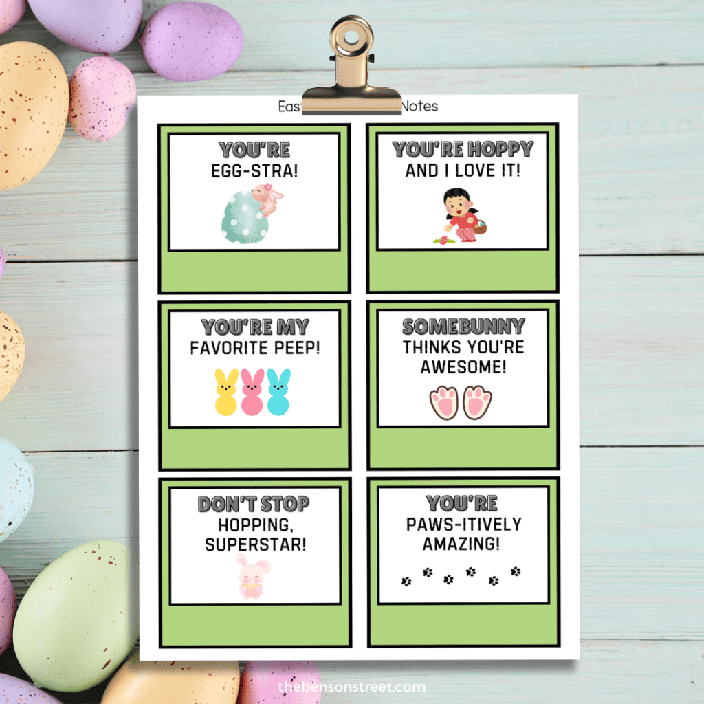 Easy to download and print Easter Lunch Box Notes for Kids