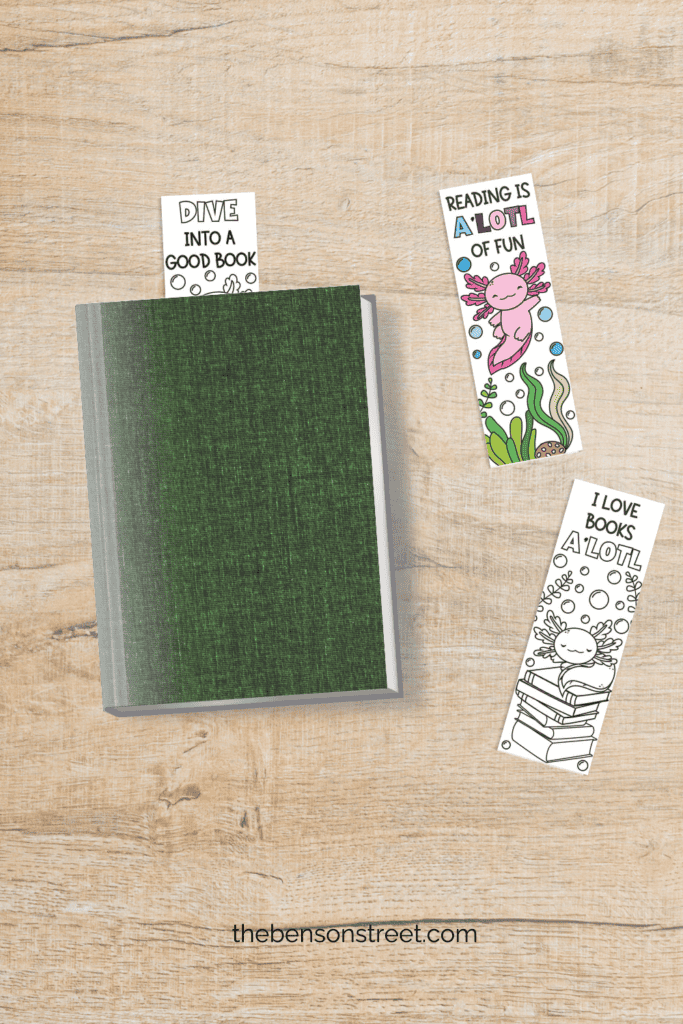 Free to print and color Axolotl coloring bookmarks