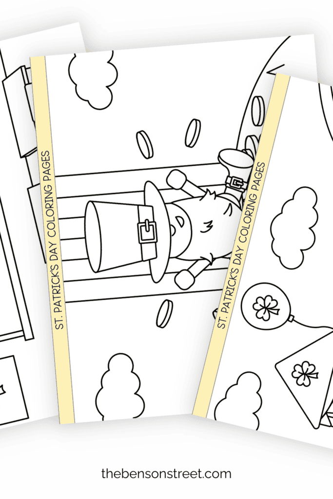 Free to print set of coloring pages for kids for St. Patrick's Day