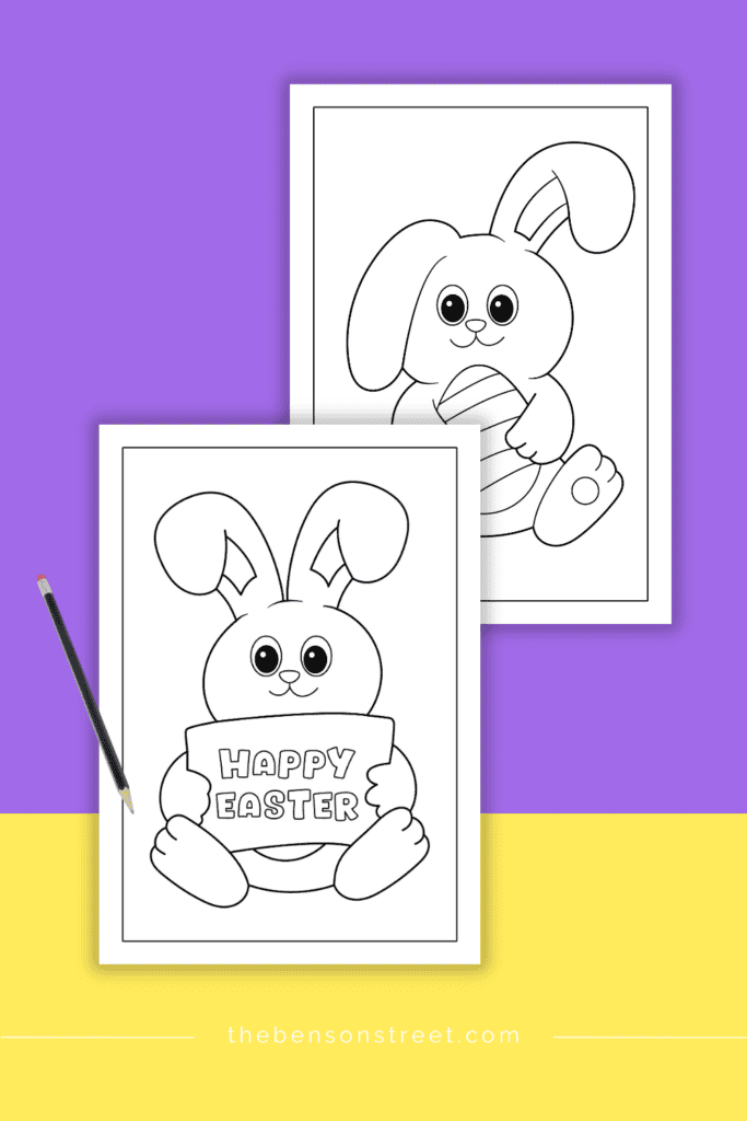 Happy Easter Coloring Page with bunny