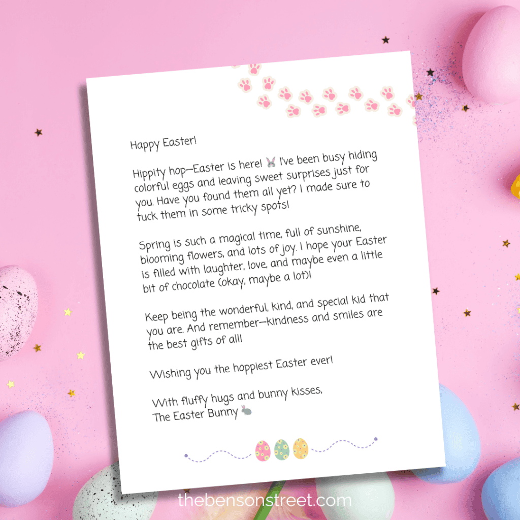Happy Easter Letter from Easter Bunny to print out
