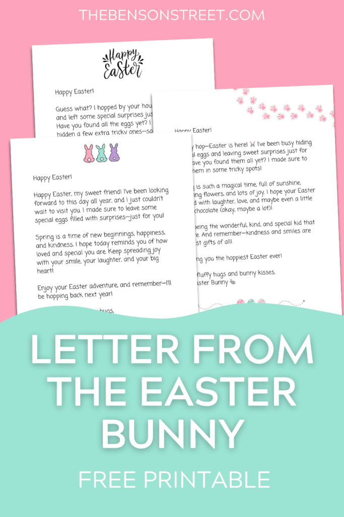 Letter from the Easter bunny Free Printable for Easter Morning