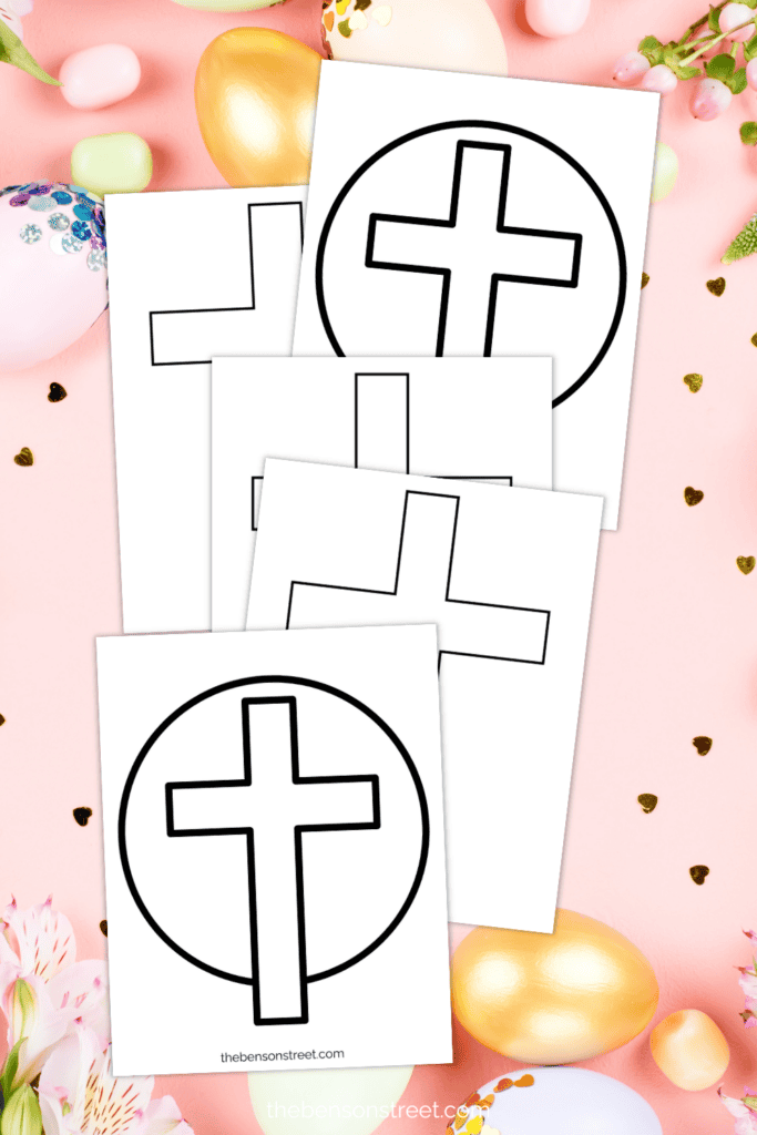 Printable Black and White Simple Cross Templates for Easter crafts and coloring