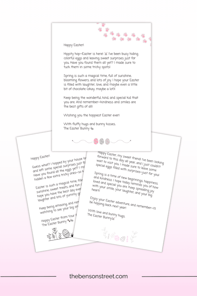 Quick and easy to print downloadable pdf file for Easter bunny Letters