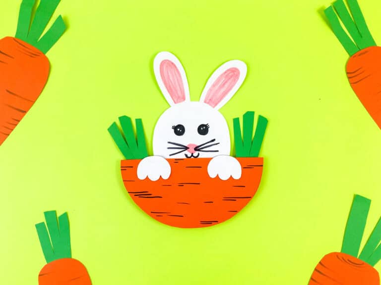 Simple Easter bunny rocking paper craft tutorial and template