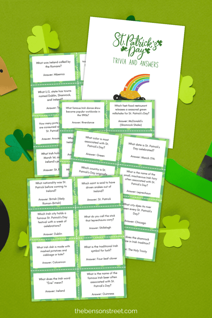 St. Patrick’s Day Trivia Questions and Answers Printable with varying difficulty