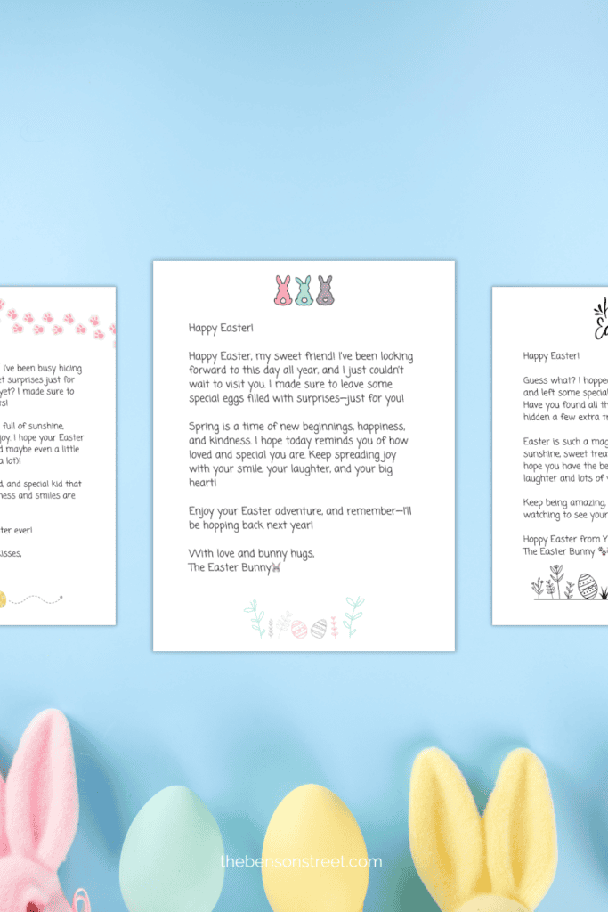Three Printable Easter Bunny Letters for Easter