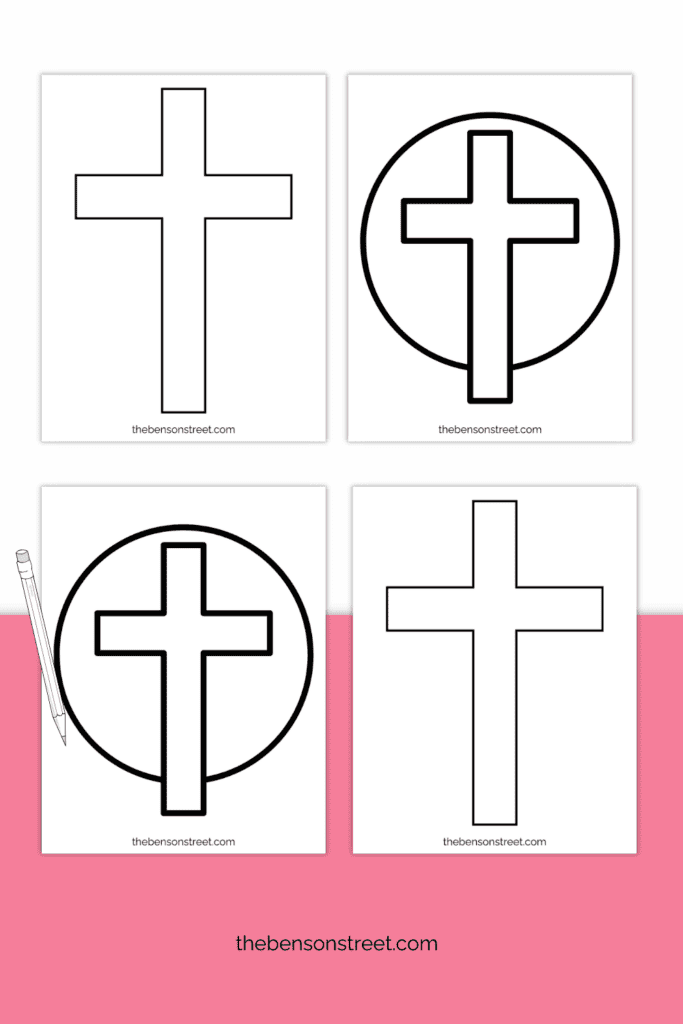 Two Simple Cross Templates for Easter crafts and coloring