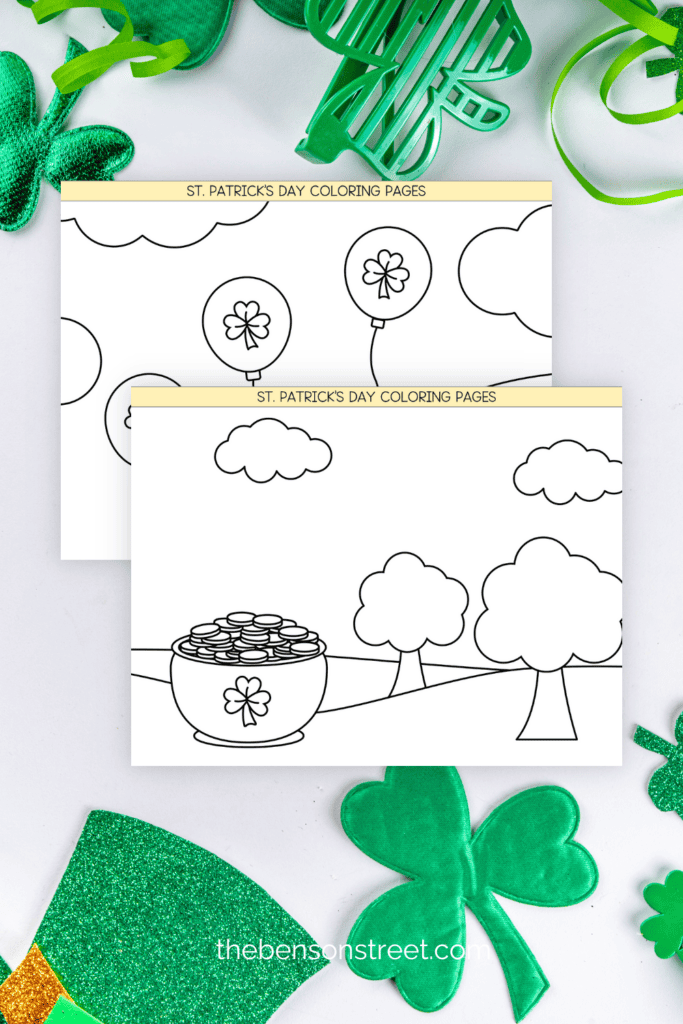 Two different simple coloring pages for St. Patrick's Day