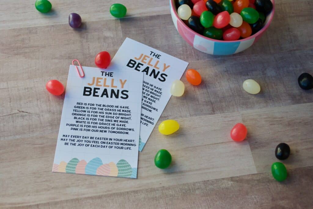 Two printed poems about Jelly Beans for Easter gifting