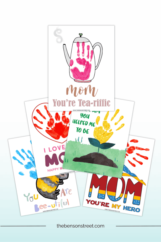 A fun art project for kids to gift to mom on Mother's day with handprint art using paint