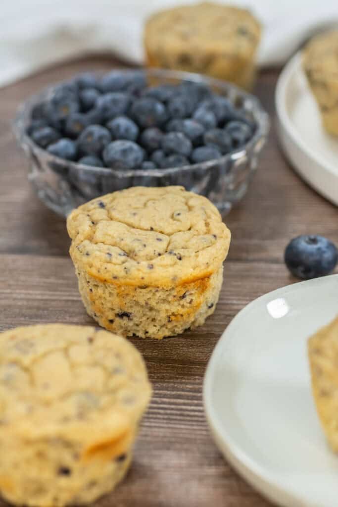 A side shot of a 3 ingredient protein muffin