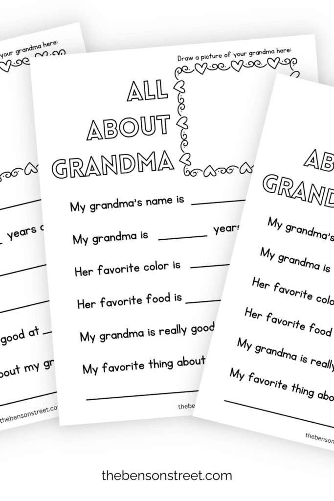 All about grandma questionnaire free printable