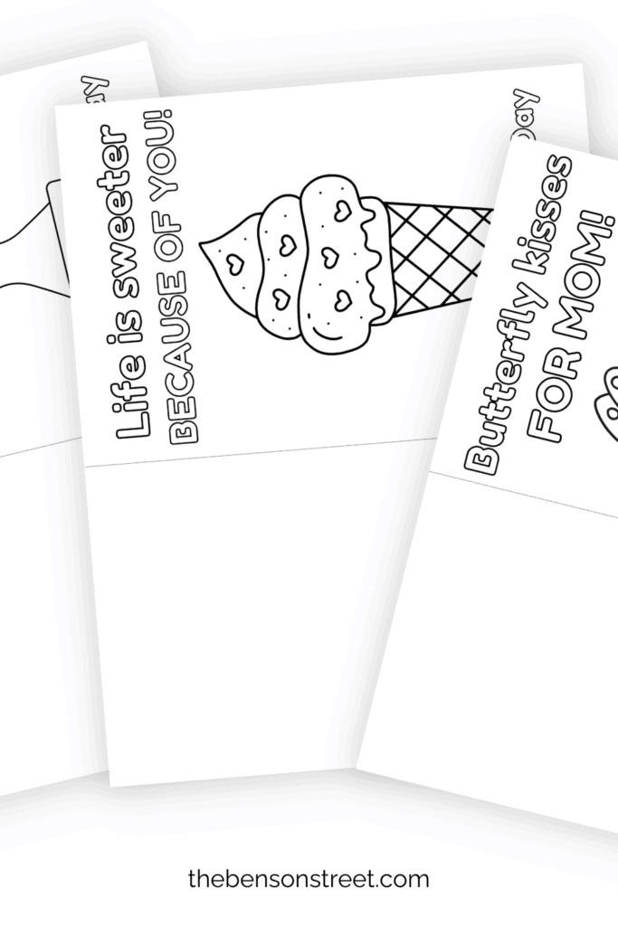 Black and White coloring cards to print for Mother's Day