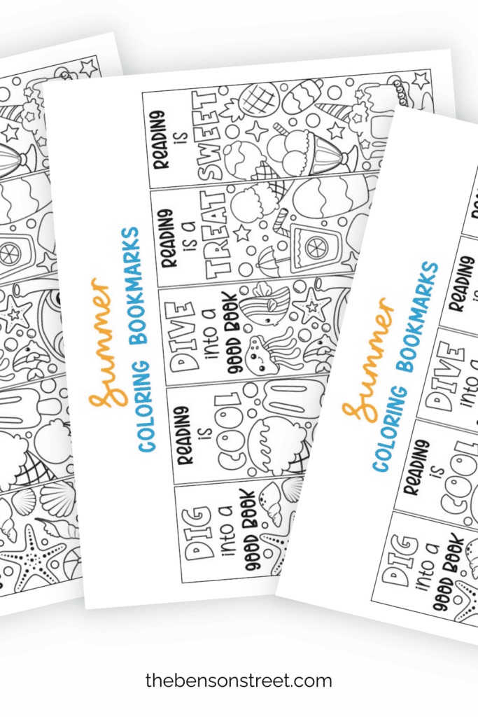 Cute summer themed coloring bookmarks