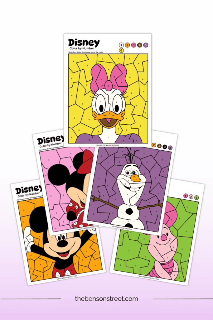 Disney Characters Color by Number Pages