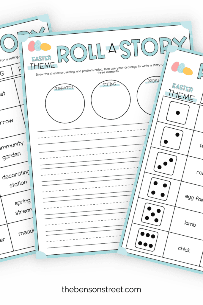Easter Roll a Story Pages fanned out on top of each other
