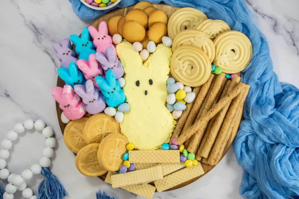 Easter frosting board in the shape of a peep bunny