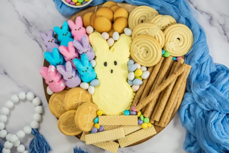 Easter frosting board in the shape of a peep bunny