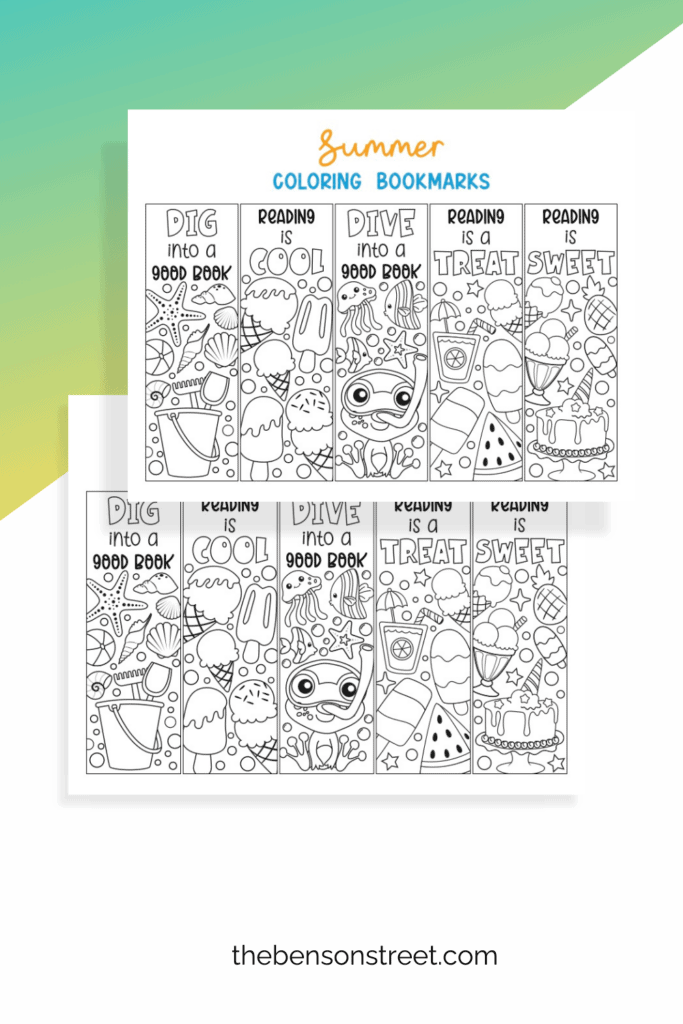 Enjoy coloring some summer bookmarks with these free printable bookmarks to color