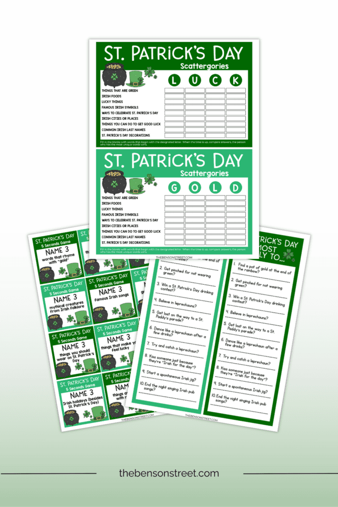 FREE Printable of St. Patrick's Day Games. Printed pages from a set of fun games for st. patrick's day to print 