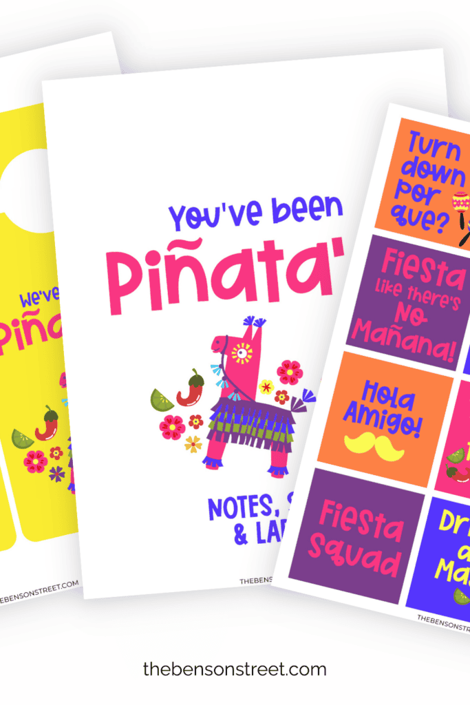 Fanned out You've Been Piñata'd notes, signs, and labels
