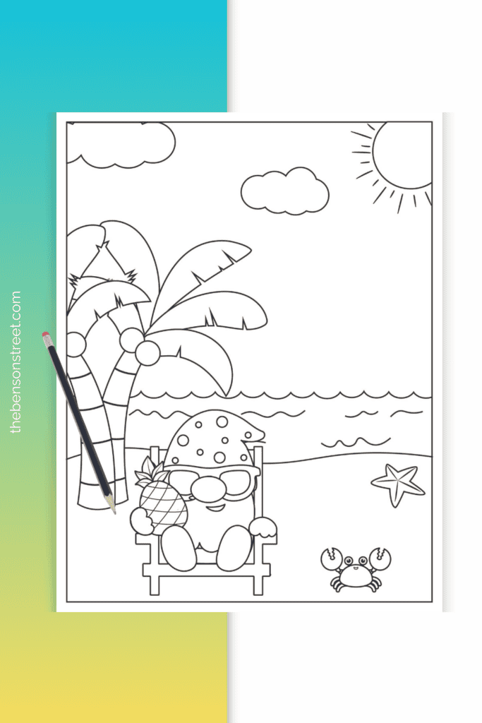 Festive summer gnome coloring pages to enjoy all summer long with a free printable download