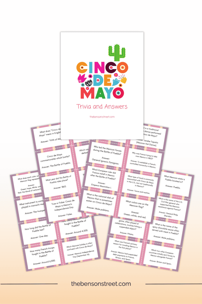 Free May 5th Cinco de Mayo Trivia Question Cards printable